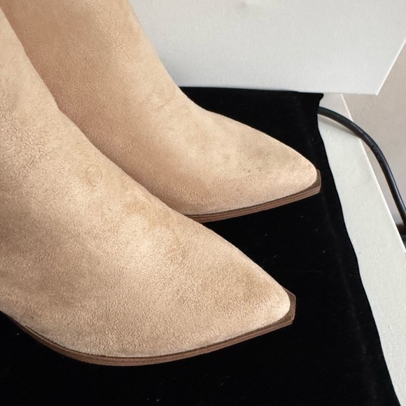 Tan Ankle Boots with V-Cut Design and Block Heel (new without tag) - Picture 10 of 11